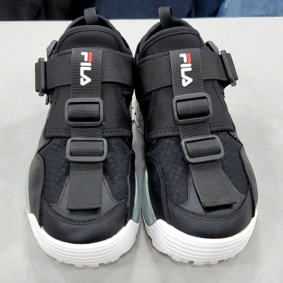 Fila Unit LE platform sneakers women's 8 black leather, mesh scuba like fabric - Picture 3 of 11